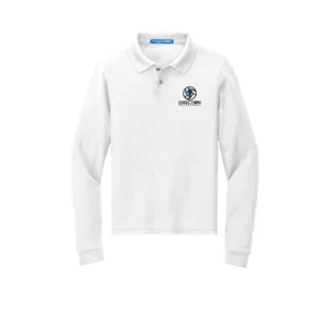 Large Logo Embroidered Youth Long Sleeve Polo