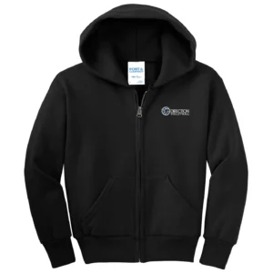 Small Logo Embroidered Youth Full Zip Hoodie